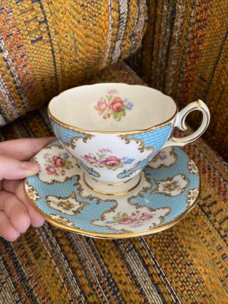 Queen Anne Lady Eleanor Blue Tea Cup And Saucer Bone China England