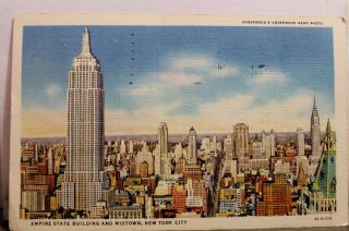 York Ny Nyc Empire State Building Midtown Postcard Old Vintage Card View Pc