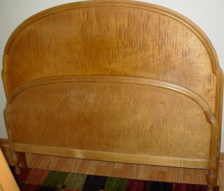 Vintage Curly Maple Full Size Bed Frame With Solid Hardwood Side Rails & Slats