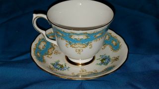 Made In England Queen Anne Bone China Blue Floral Cup & Saucer Ridgeway Pottery