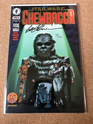 Star Wars Chewbacca 1 Dynamic Forces Exclusive Foil Cover Signed By Anderson.