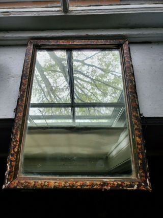 Antique Vintage Early - Mid 20th Century Framed Shaving Mirror Very Heavy