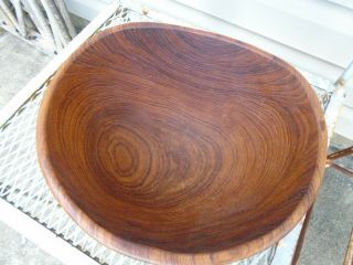 Vintage Teak Wood Large Salad Bowl Set 5 Peace Hand Carved Wood Good Wood Mcm