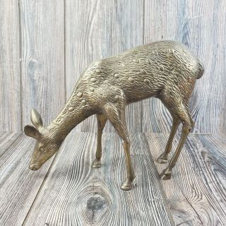 Mid Century Brass Deer Sculpture Mcm Decor