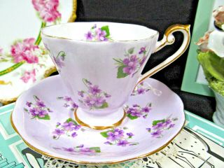 Royal Standard Tea Cup And Saucer Lavender & Purple Violets Teacup 1930s Flared