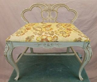 Vintage Chic Romantic French Louis Xv Style Carved Vanity Chair Bench Boudoir