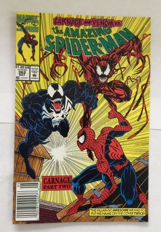 Spider - Man 362 (marvel) Carnage Pt2 Rare Unread Newsstand Variant Nm
