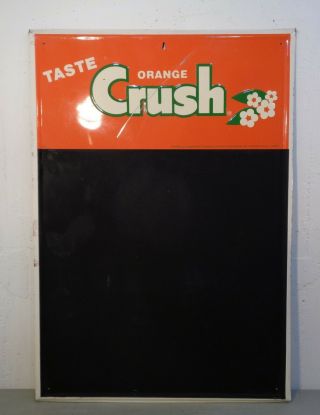 Vintage " Taste Orange Crush " Embossed Metal Sidewalk Chalkboard Sign 20 " X 28 "