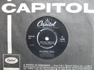 M - Uk Capitol 45 - The Beach Boys - " California Girls " / " Let Him Run Wild "