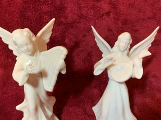 Vintage Dresden Angels With Guitar And Harp Porcelain Marked -