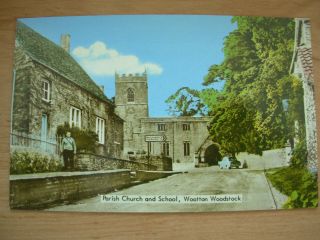Vintage Postcard Wootton Woodstock - Parish Church And School