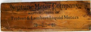 Antique Neptune Meter Co Wood Box Crate Trident & Lambert Liquid Meters York