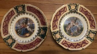 Antique Porcelain Royal Vienna Hand Painted Gold Gild Ackermann & Fritze Plates