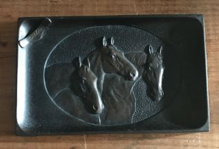 Antique Vintage Bronze Horse Head Card/coin/pin/cigar/ash Tray Detail