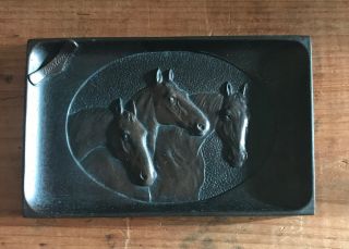 Antique Vintage Bronze Horse Head Card/Coin/Pin/Cigar/Ash Tray Detail 2