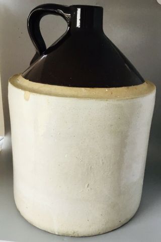 Antique Salt Glaze Stoneware Two - Tone 2 Gallon Jug