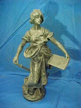 19thc Victorian Era Woman Of The Sea Figural Cast Metal Statue 17 " France