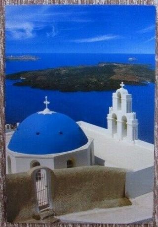 Greek Old Photo Postcard Greek Donkeys Santorini Island Caldera And Volcano View
