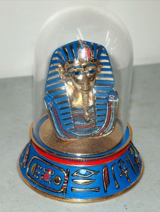 Vtg Franklin " The Mask Of Tutankhamun " King Tut Statue W/ Dome