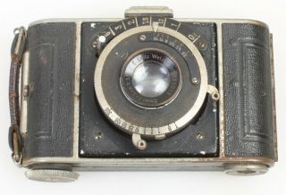 Welta Gucki Vintage 3x4 Film Camera W/ Leitz Elmar 50mm 3.  5f