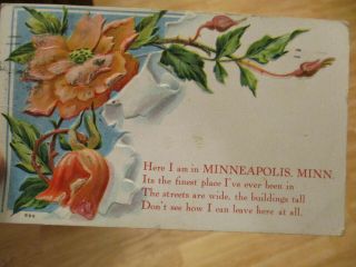 Vintage 1909 Minneapolis,  Minnesota Postcard Stamped One Cent Stamp