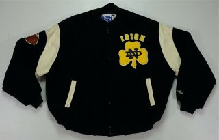 Rare Vintage Chalk Line Notre Dame Fighting Irish Wool Leather Jacket 90s Sz 2xl