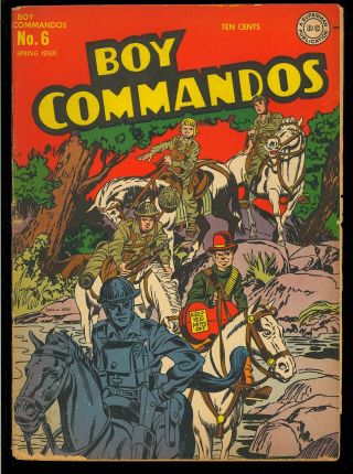 Boy Commandos 6 Simon & Kirby Wwii Cover Art Dc War Comic 1944 Gd - Vg
