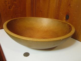 Vintage Munising Primitive Solid Wooden Dough Bowl Large Round Oblong 12 - 13 " Euc