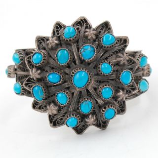 Stunning Antique/vintage Turquoise & Sterling Silver Bracelet Native American?