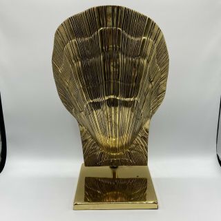 Brass Clam Shell Table Lamp Hollywood Regency Nautical Coastal Boho 13.  75 " Vtg