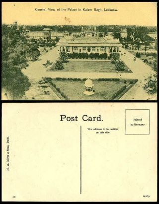 India Old Postcard General View Of Palace In Kaiser Bagh,  Lucknow Horse Cart Gdn