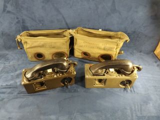 2 Vtg Military Army Field Phone Telephones,  Cases Ta - 312/pt To The Usa