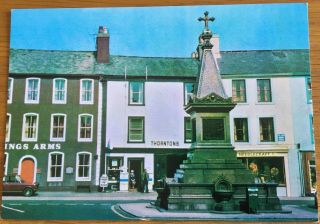 Old Postcard Wigton The George Moore Memorial Fountain Shops Local Card