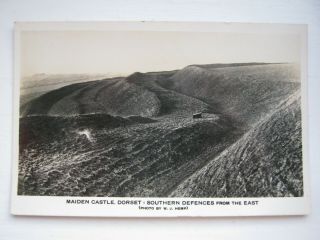 Old Postcard - Maiden Castle,  Dorset - Southern Defences From The East