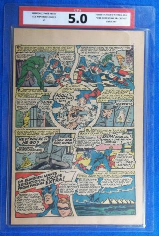 All Winners Comics 7 Cpa 5.  0 Single Page 3/4 Captain America Timely Comics