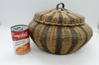 1930 ' s Vintage Cherokee Indian Native American Honeysuckle Vine Basket with Lid 2