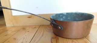 C4 Antique Copper Saucepan Cooking Pot & Colonial 1800s