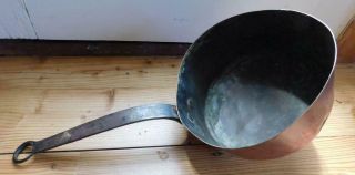 C2 Antique Copper Saucepan Cooking Pot & Colonial 1800s