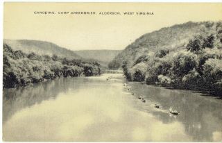 Vintage Canoeing At Camp Greenbrier Alderson Wv Postcard