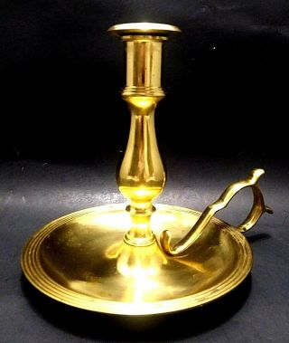 Vintage Heavy Brass Chamber Stick Finger Lamp Taper Candle Holder 6 " T