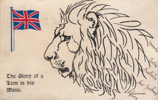 Carte Postale Old Postcard Kingdom England The Lion In His Mane Written 1919