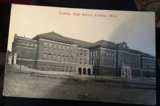 Cadillac Mi Mich Michigan High School Antique Vintage Postcard Card