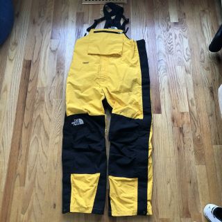 Mens Vintage The North Face Gore - Tex Yellow Black Bib Suspender Overall Pants L