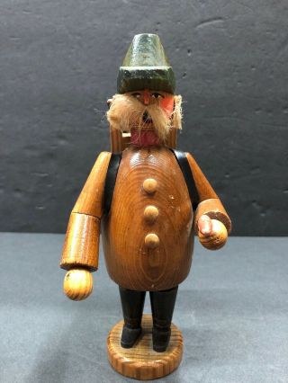 Vintage Antique German Wooden Figurine Incense Burner Smoker Wood Salesman