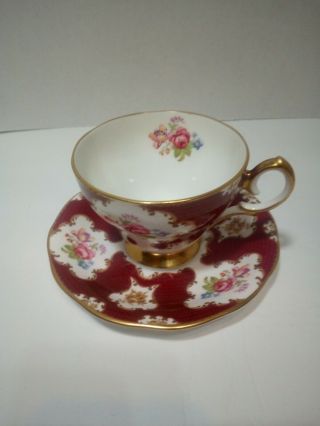 Queen Anne Lady Eleanor Floral Footed Tea Cup And Saucer Bone China England