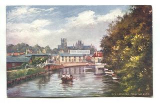 Ely Cathedral From The River,  Cambridgeshire - Old Tuck Postcard No.  7228