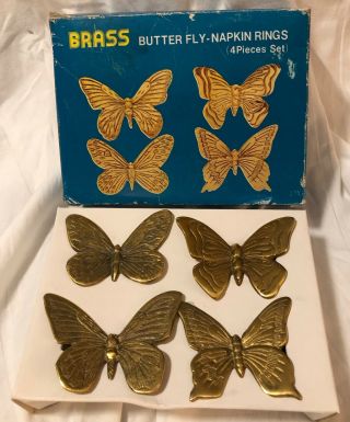 Vintage Brass Butterfly Napkin Rings Set Of 4 Andrea By Sadek Made In Korea