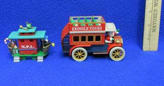 Hallmark Christmas Ornament Kringle Tours Bus 1992 & Carlton Train Caboose 1991