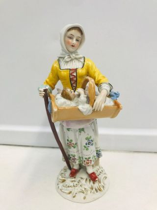 Rare Capodimonte Germany Porcelain Figurine Woman With Baby 8.  25 " Crown N Mark