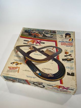 Vintage Aurora Afx Racing Jackie Stewart Dual Oval Speedway Race Set Slot Track